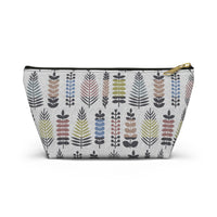 Stamped Leaves Accessory Pouch w T-bottom in Black